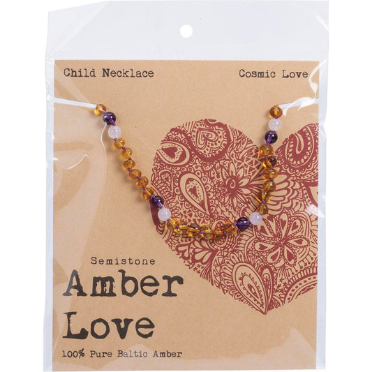 Amber Love Children's Necklace 100% Baltic Amber Cosmic Love 33cm