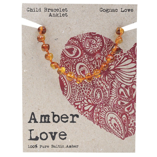 Amber Love Children's Bracelet/Anklet 100% Baltic Amber Cognac 14cm