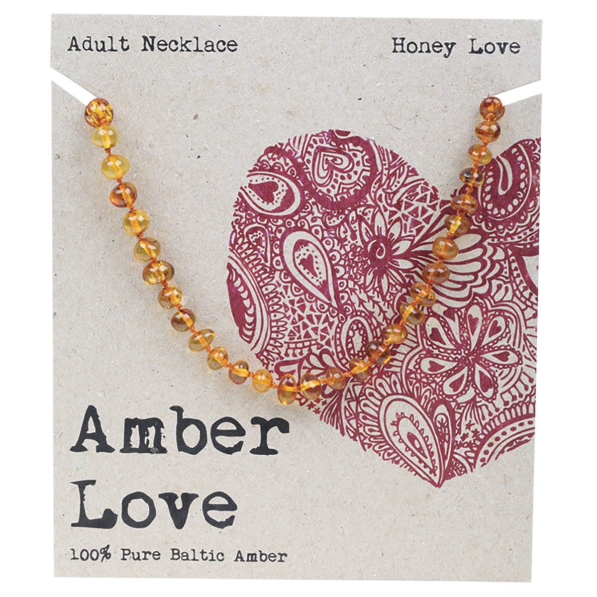 Amber Love Adult's Necklace 100% Baltic Amber Honey 46cm