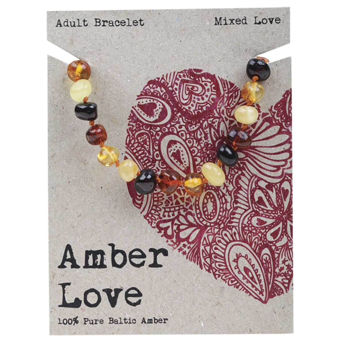 Amber Love Adult's Bracelet 100% Baltic Amber Mixed 20cm