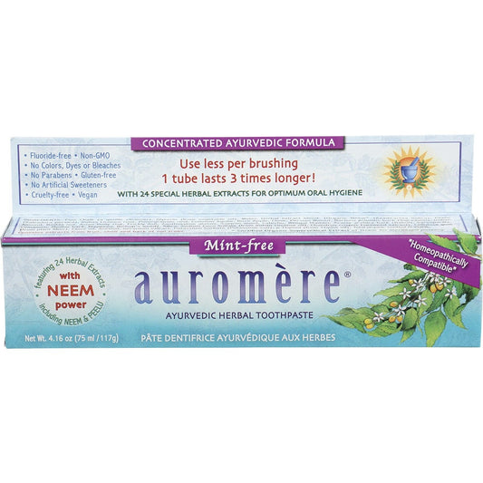 Auromere Toothpaste Ayurvedic Mint Free Fluoride Free 6x117g