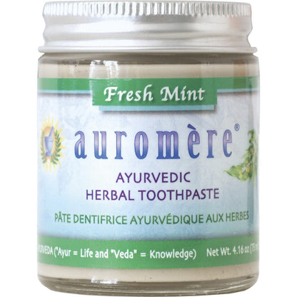 Auromere Toothpaste Ayurvedic Fresh Mint Toothpaste in a Jar 6x117g