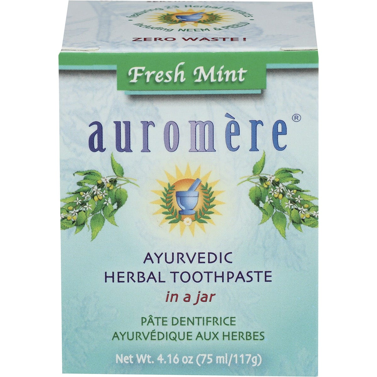 Auromere Toothpaste Ayurvedic Fresh Mint Toothpaste in a Jar 6x117g