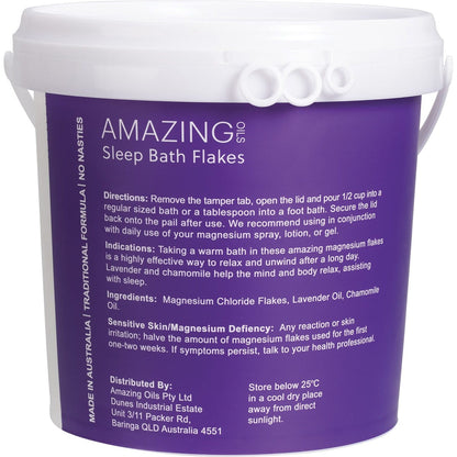 Amazing Oils Magnesium Sleep Bath Flakes with Lavender & Chamomile 2kg