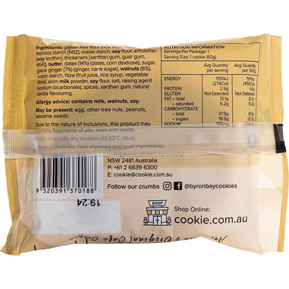 Byron Bay Cookies Gluten Free Cookies Sticky Date & Ginger 12x60g