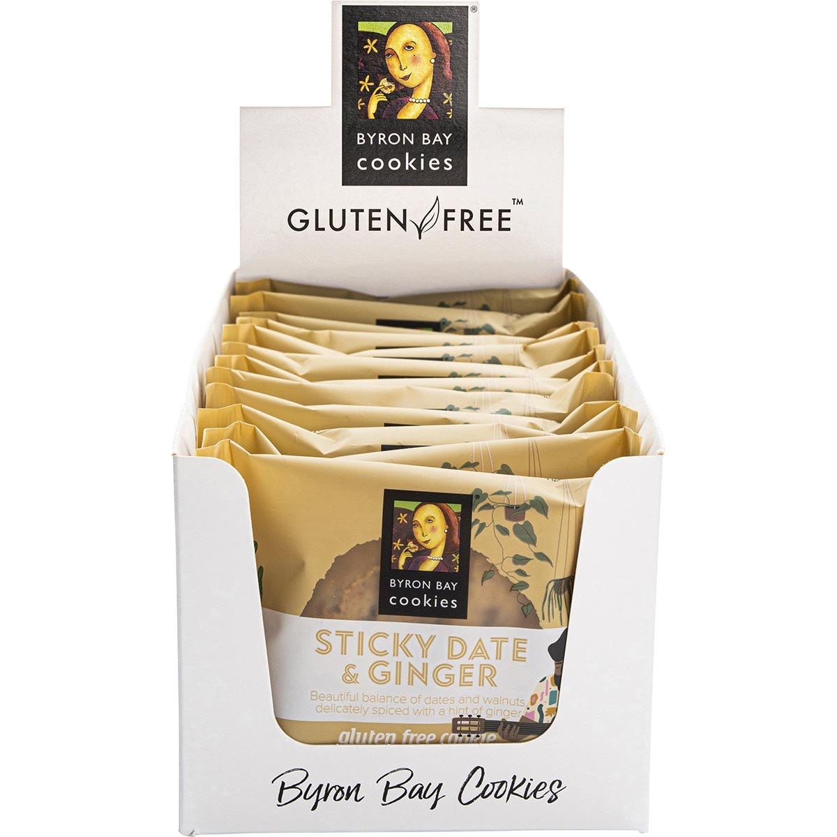 Byron Bay Cookies Gluten Free Cookies Sticky Date & Ginger 12x60g