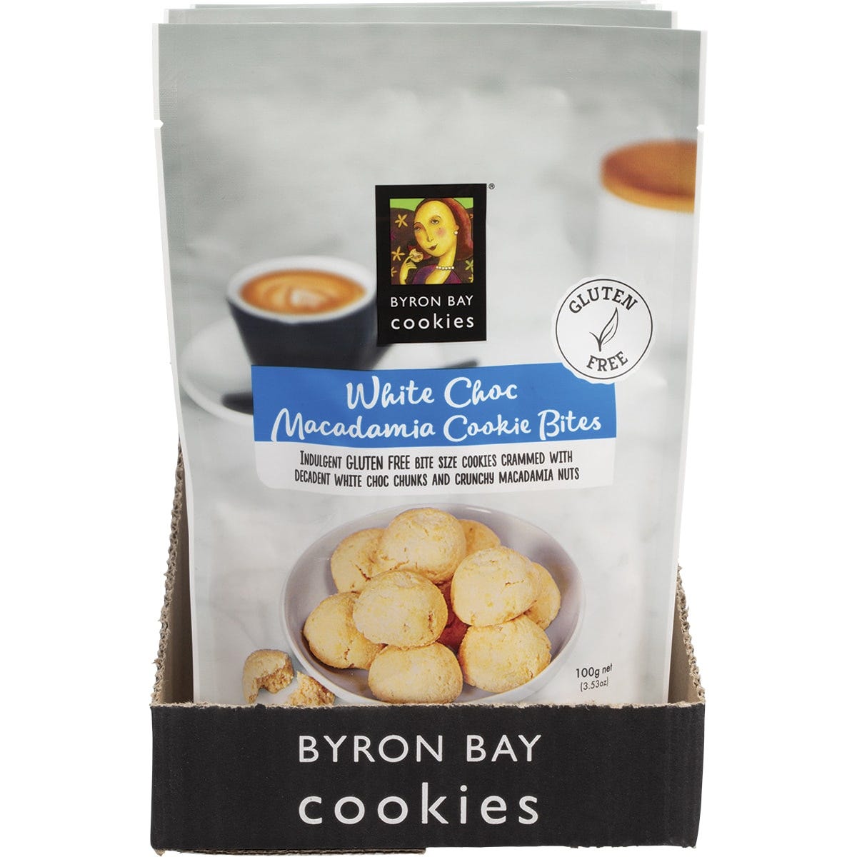 Byron Bay Cookies Gluten Free Cookie Bites White Choc Macadamia 6x100g