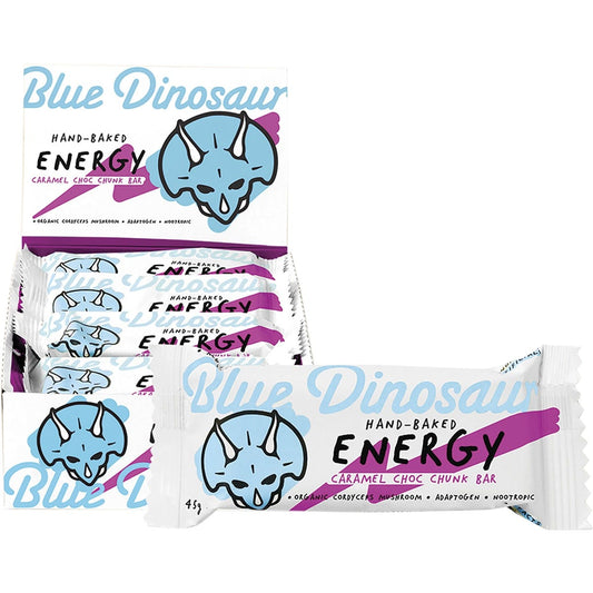 Blue Dinosaur Hand-Baked Energy Bar Caramel Choc Chunk 12x45g