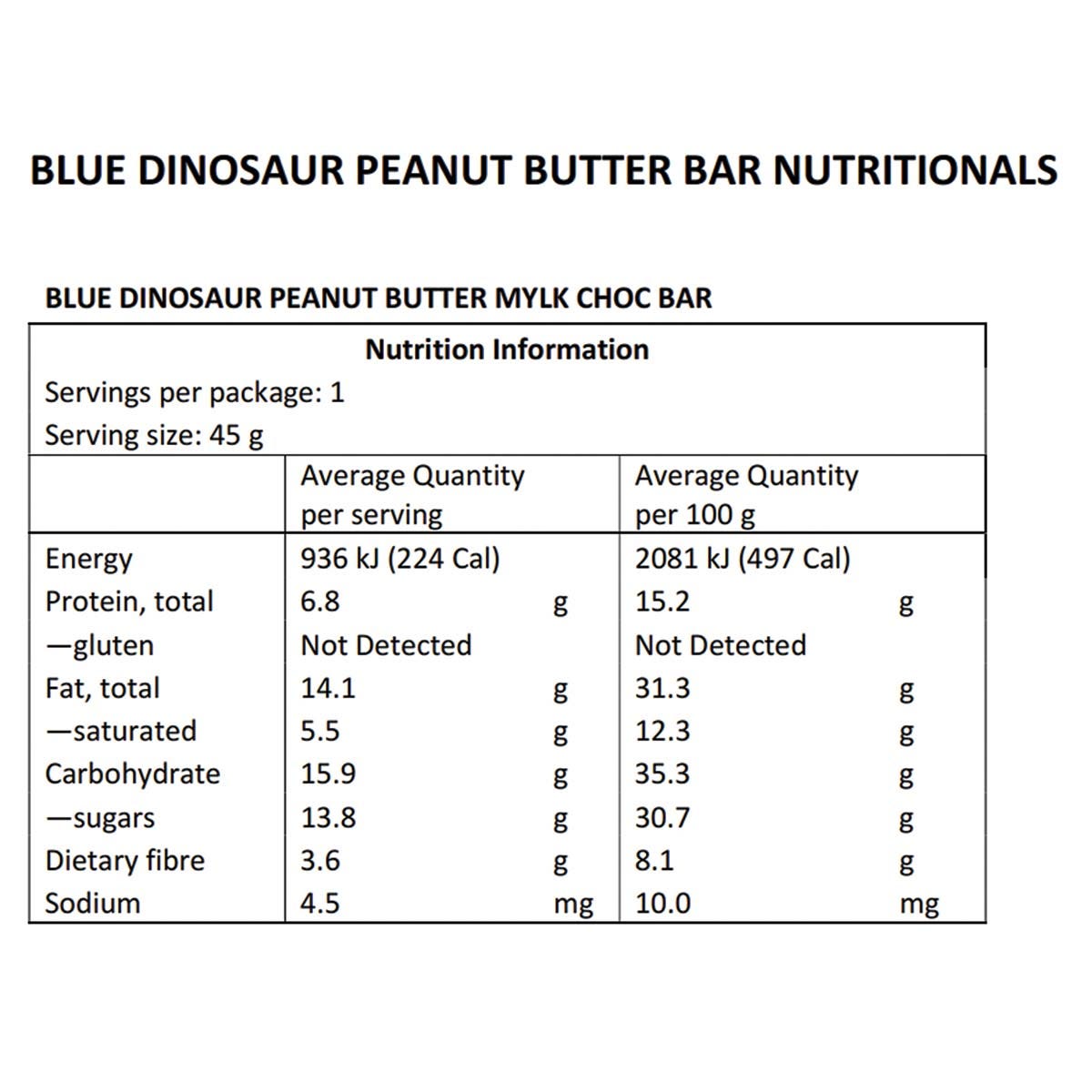 Blue Dinosaur Hand-Baked Vegan Protein Bar PB & Mylk Chocolate 12x45g