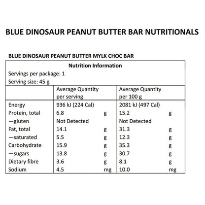 Blue Dinosaur Hand-Baked Vegan Protein Bar PB & Mylk Chocolate 12x45g