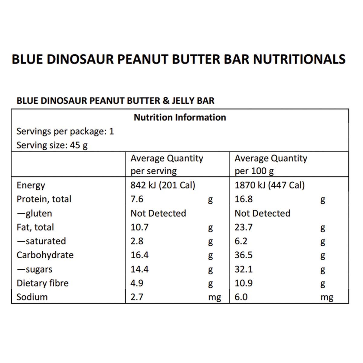 Blue Dinosaur Hand-Baked Vegan Protein Bar Peanut Butter & Jelly 12x45g