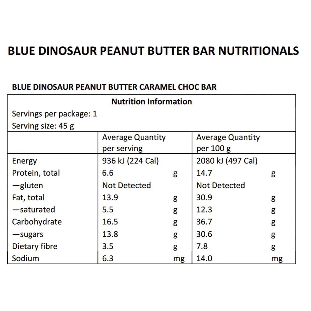 Blue Dinosaur Hand-Baked Vegan Protein Bar PB & Caramel Choc 12x45g