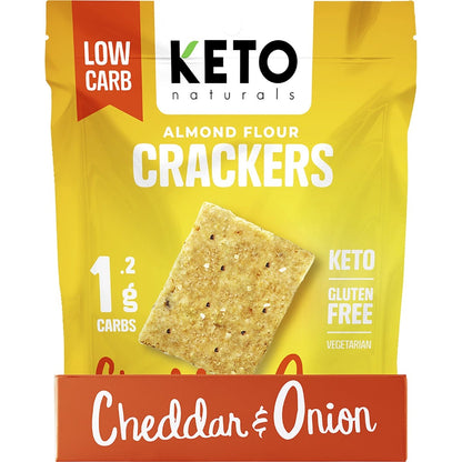 Keto Naturals Almond Flour Crackers Cheddar & Onion 8x64g