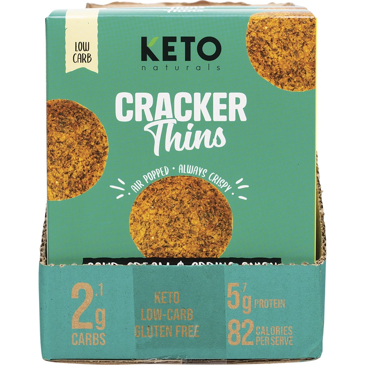 Keto Naturals Cracker Thins Sour Cream & Spring Onion 6x64g