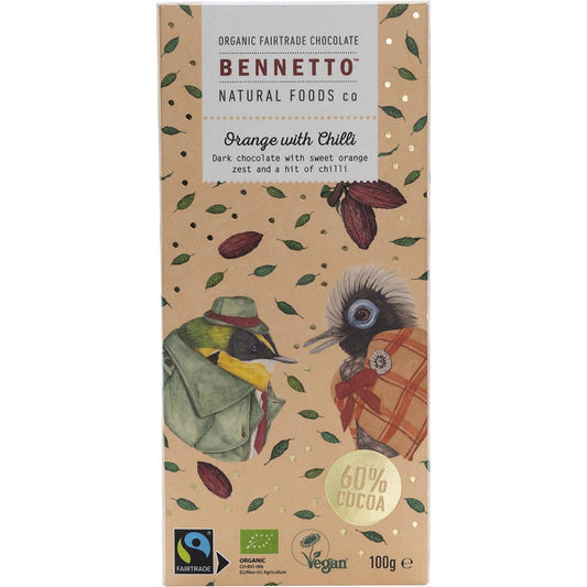 Bennetto Organic Dark Chocolate Orange with Chilli 14x100g