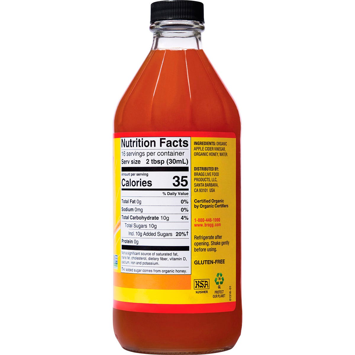 Bragg Apple Cider Vinegar & Honey Unfiltered with The Mother 473ml