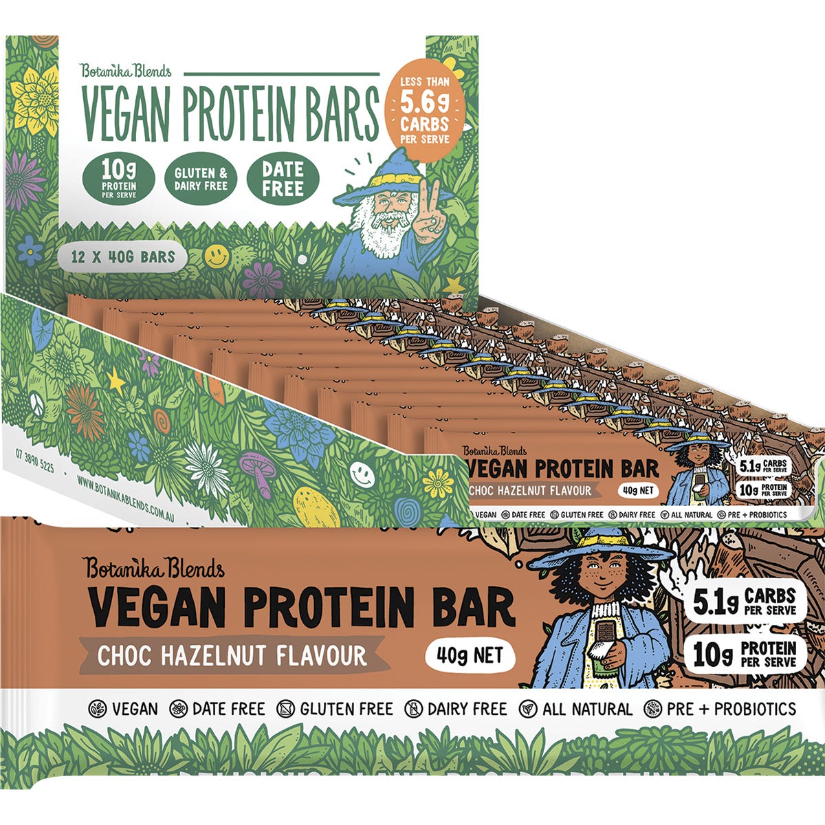 Botanika Blends Vegan Protein Bars Choc Hazelnut 12x40g