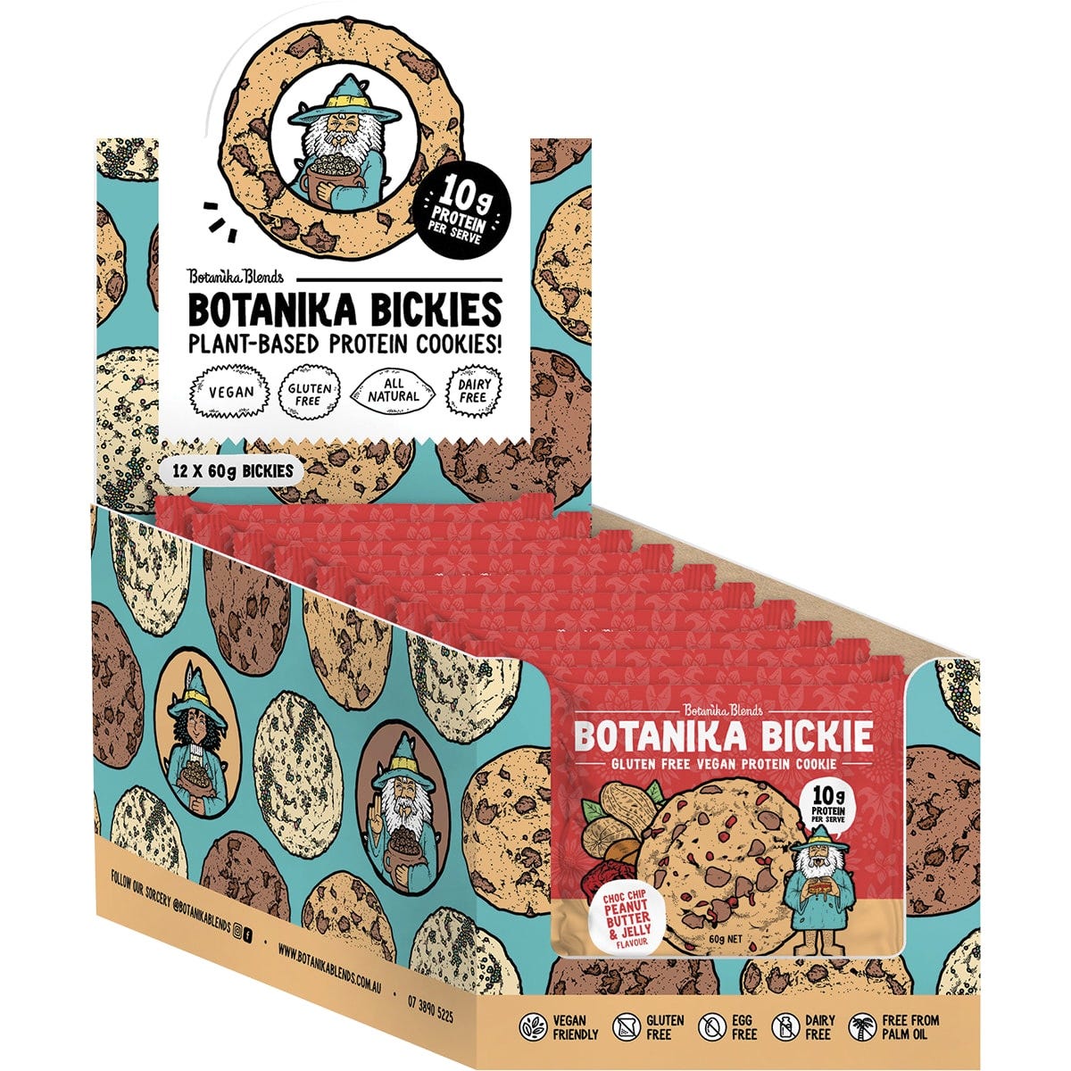 Botanika Blends Botanika Bickie Protein Cookie Choc Chip PB & Jelly 12x60g