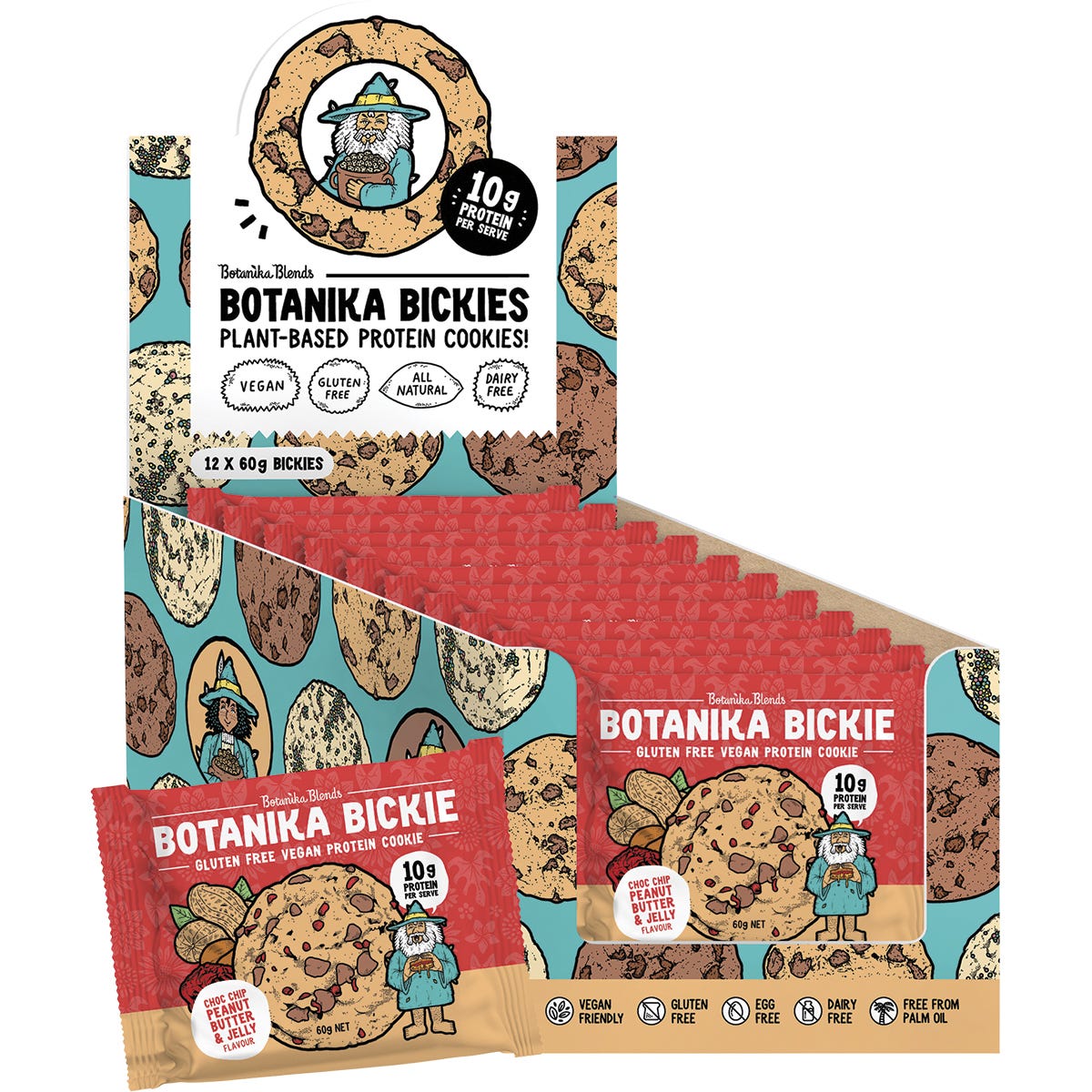 Botanika Blends Botanika Bickie Protein Cookie Choc Chip PB & Jelly 12x60g