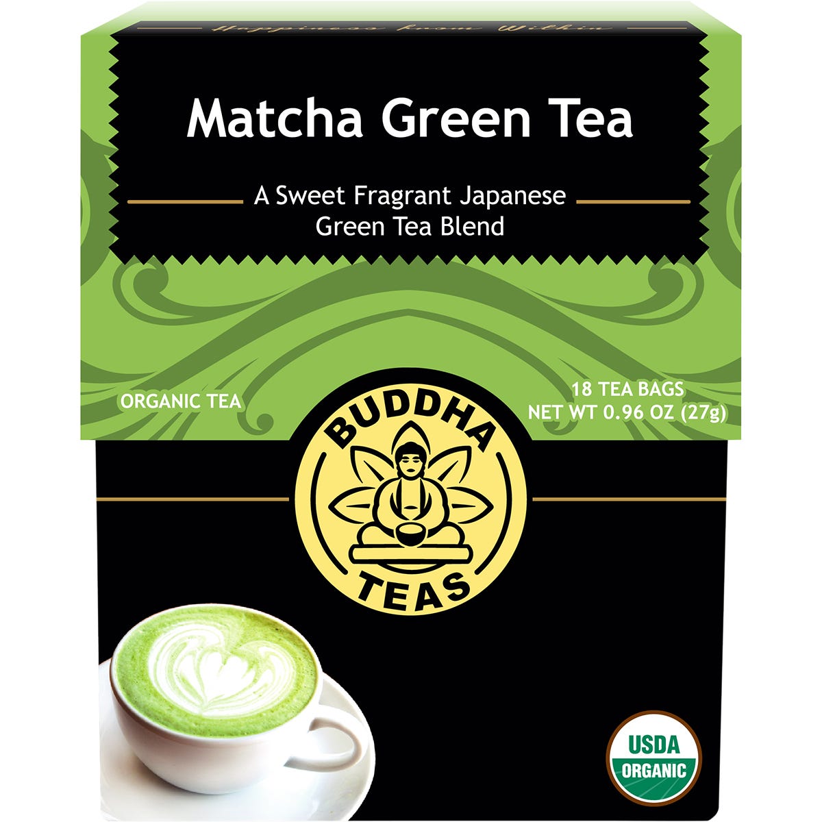 Buddha Teas Organic Tea Bags Matcha Green Tea 18pk