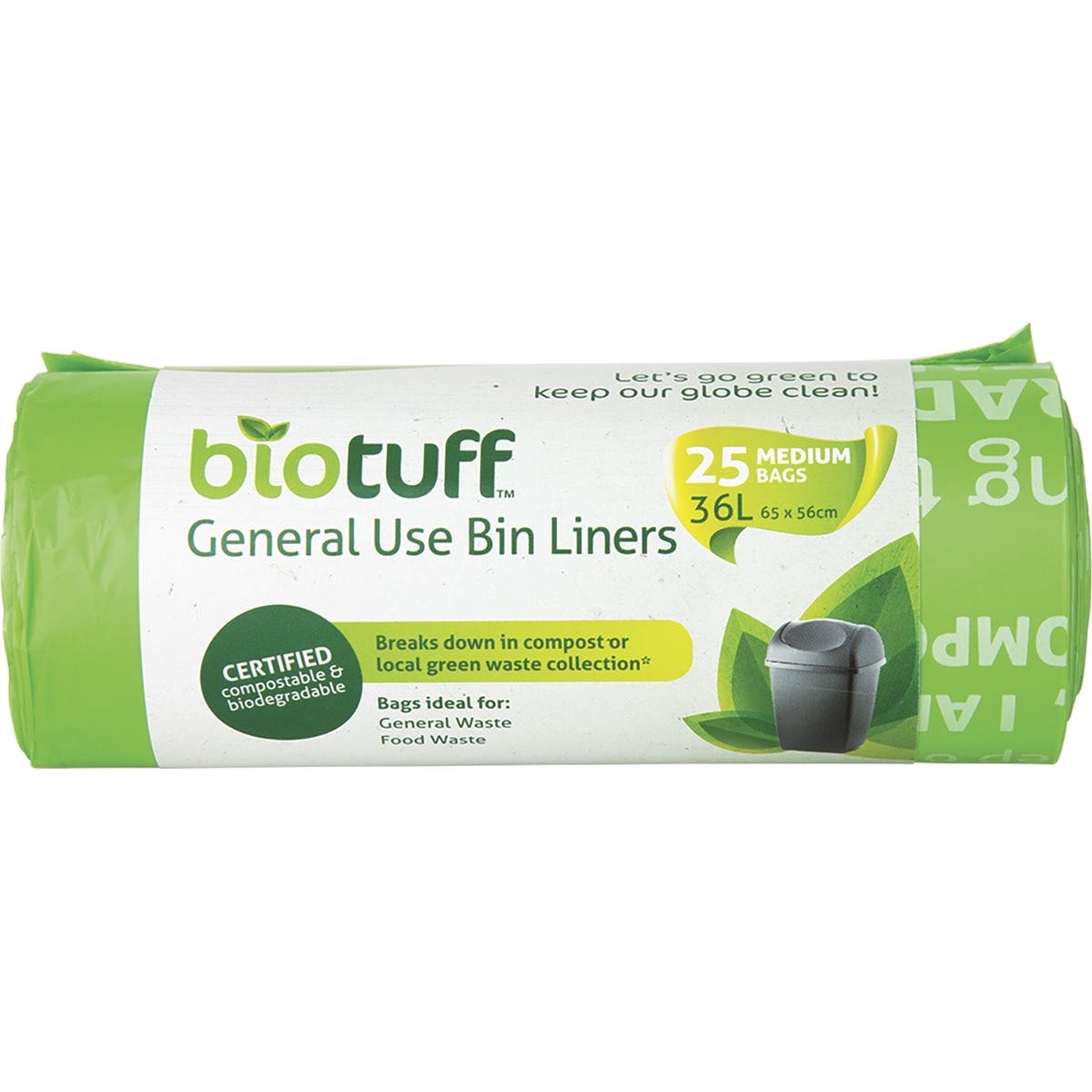 Biotuff General Use Bin Liners Medium Bags 36L 25pk