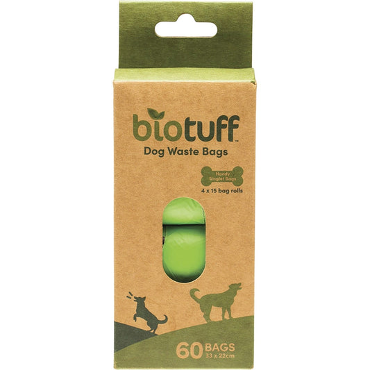 Biotuff Dog Waste Bags Refill 4 x 15 Bag Rolls 60pk