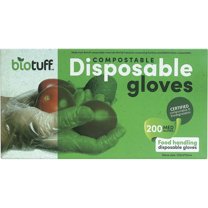 Biotuff Compostable Disposable Gloves Medium 200pk