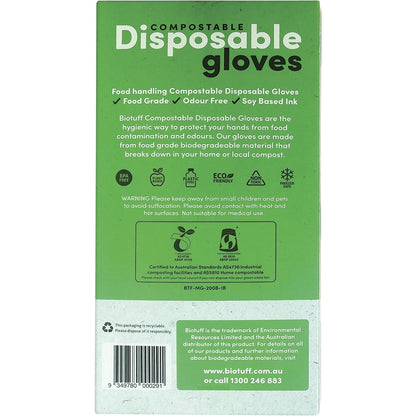 Biotuff Compostable Disposable Gloves Medium 200pk