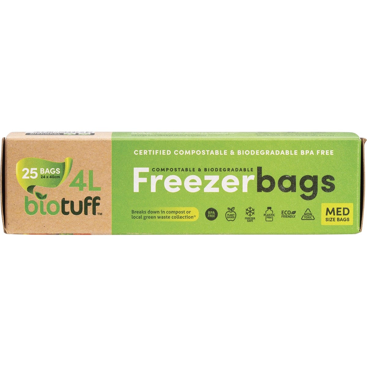 Biotuff Compostable Freezer Bags Medium Bags 4L 25pk