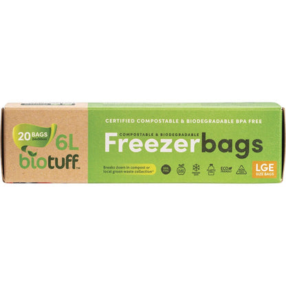 Biotuff Compostable Freezer Bags Large Bags 6L 20pk