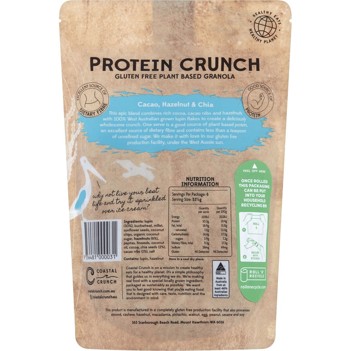 Coastal Crunch Protein Crunch Granola Cacao, Hazelnut & Chia 320g