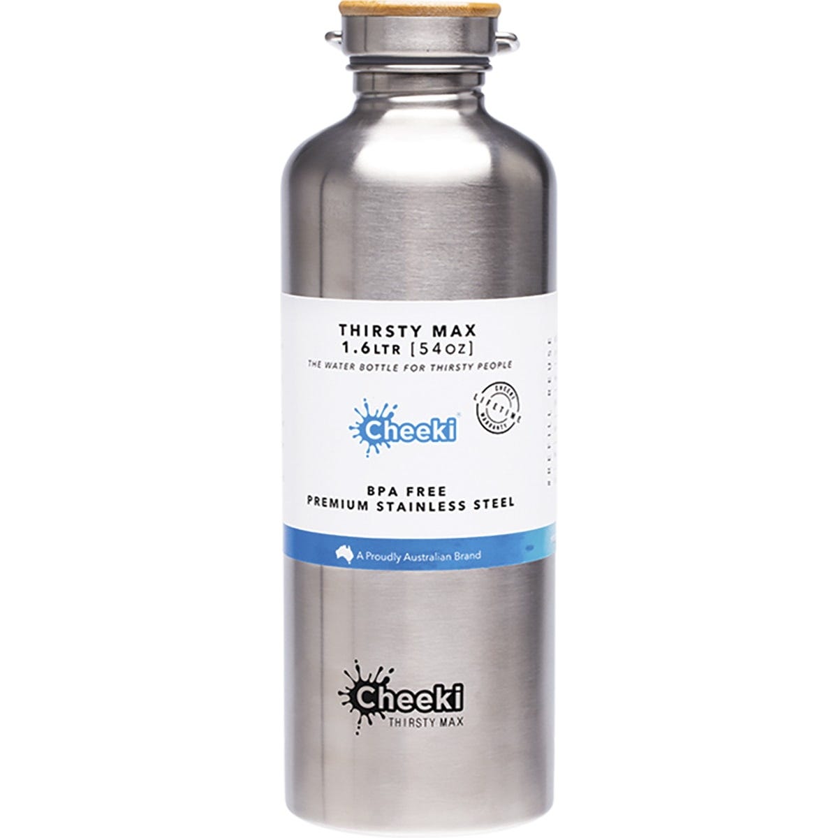 Cheeki Stainless Steel Bottle Silver 'Thirsty Max' 1.6L