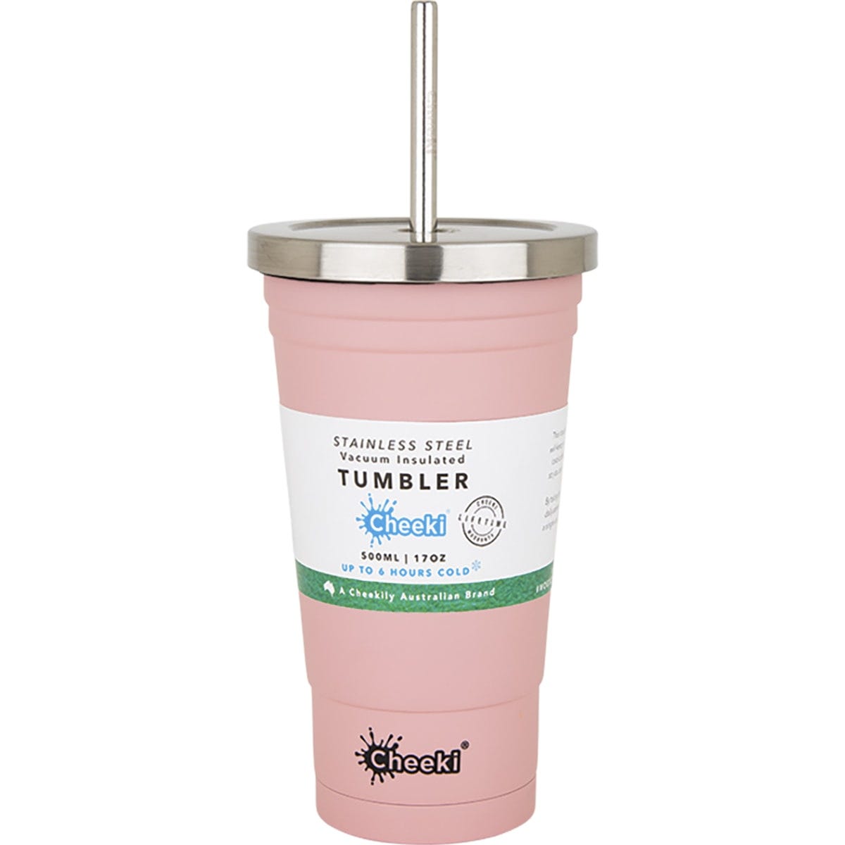 Cheeki Insulated Tumbler Pink with S/Steel Straw 500ml