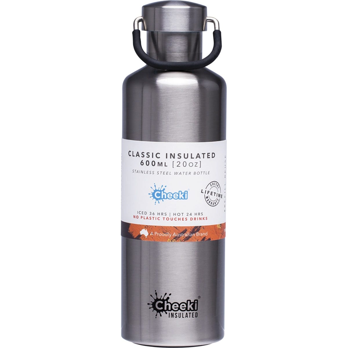 Cheeki Stainless Steel Bottle Insulated Silver 600ml