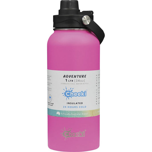 Cheeki Insulated Adventure Stainless Steel Bottle Magenta 1L