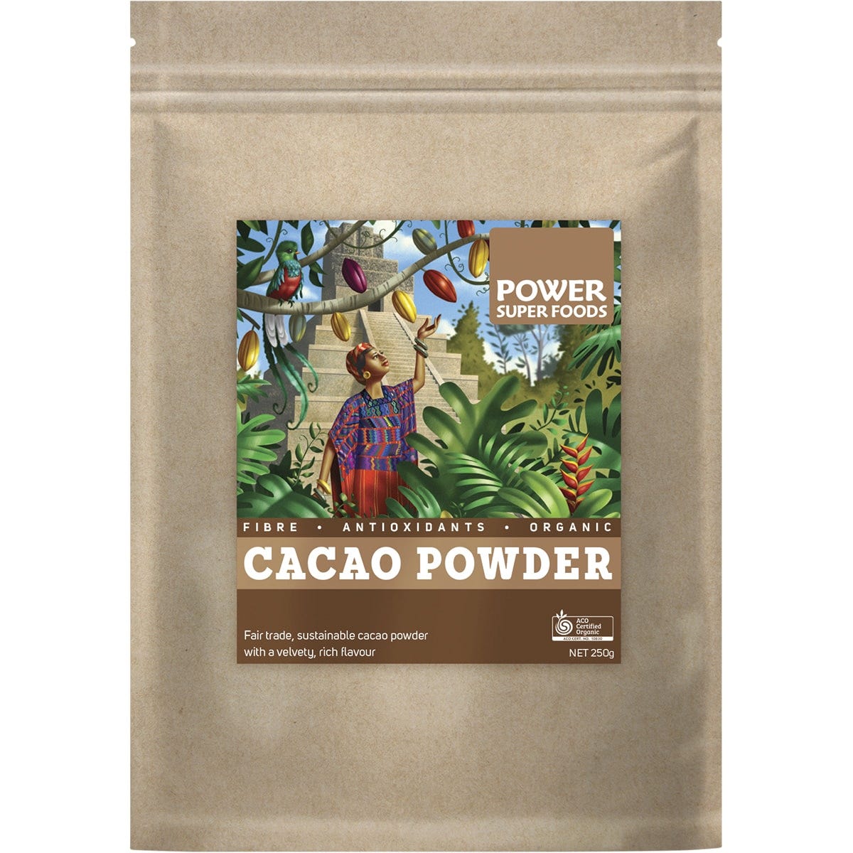 Power Super Foods Cacao Powder Kraft Bag 250g