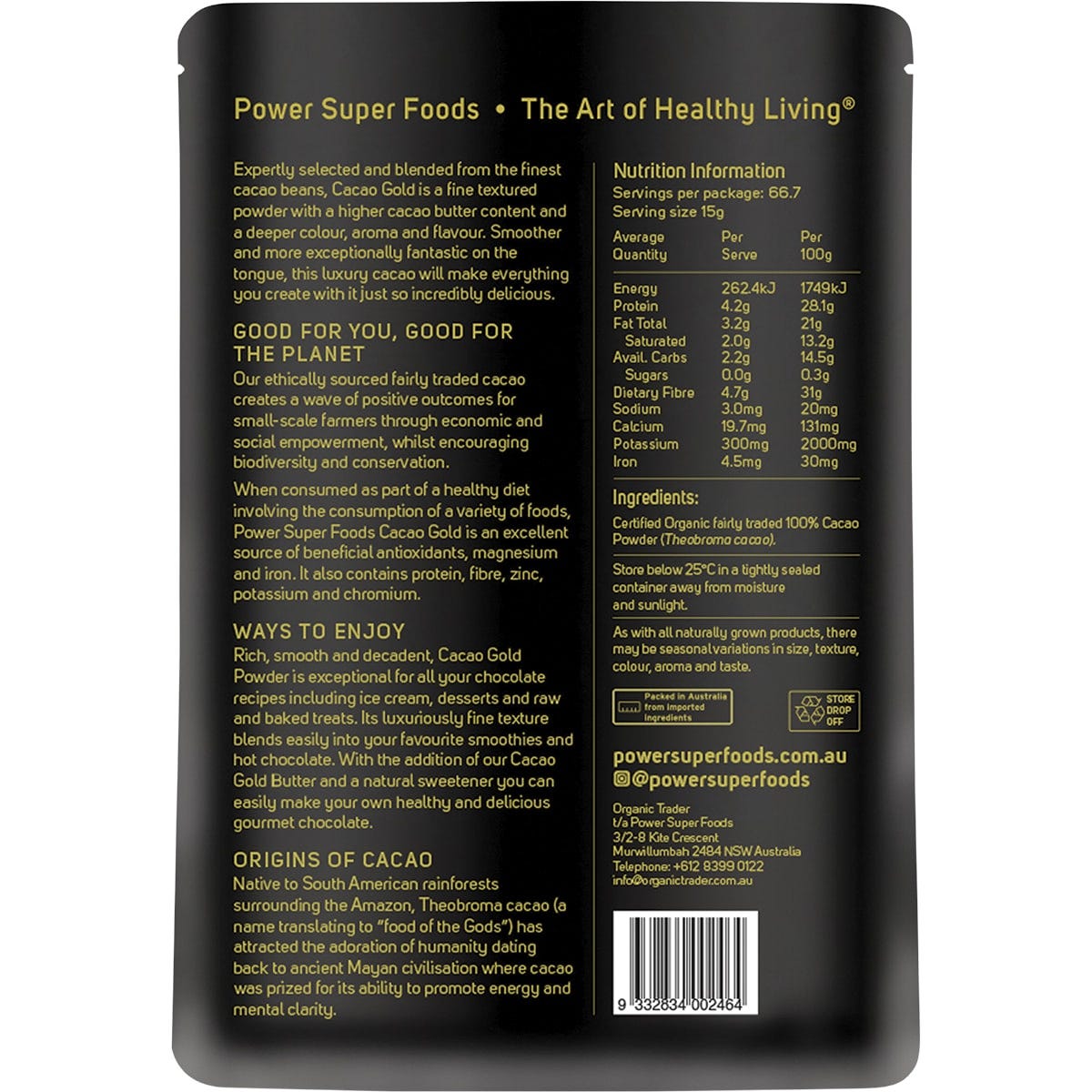 Power Super Foods Cacao Gold Powder 1kg