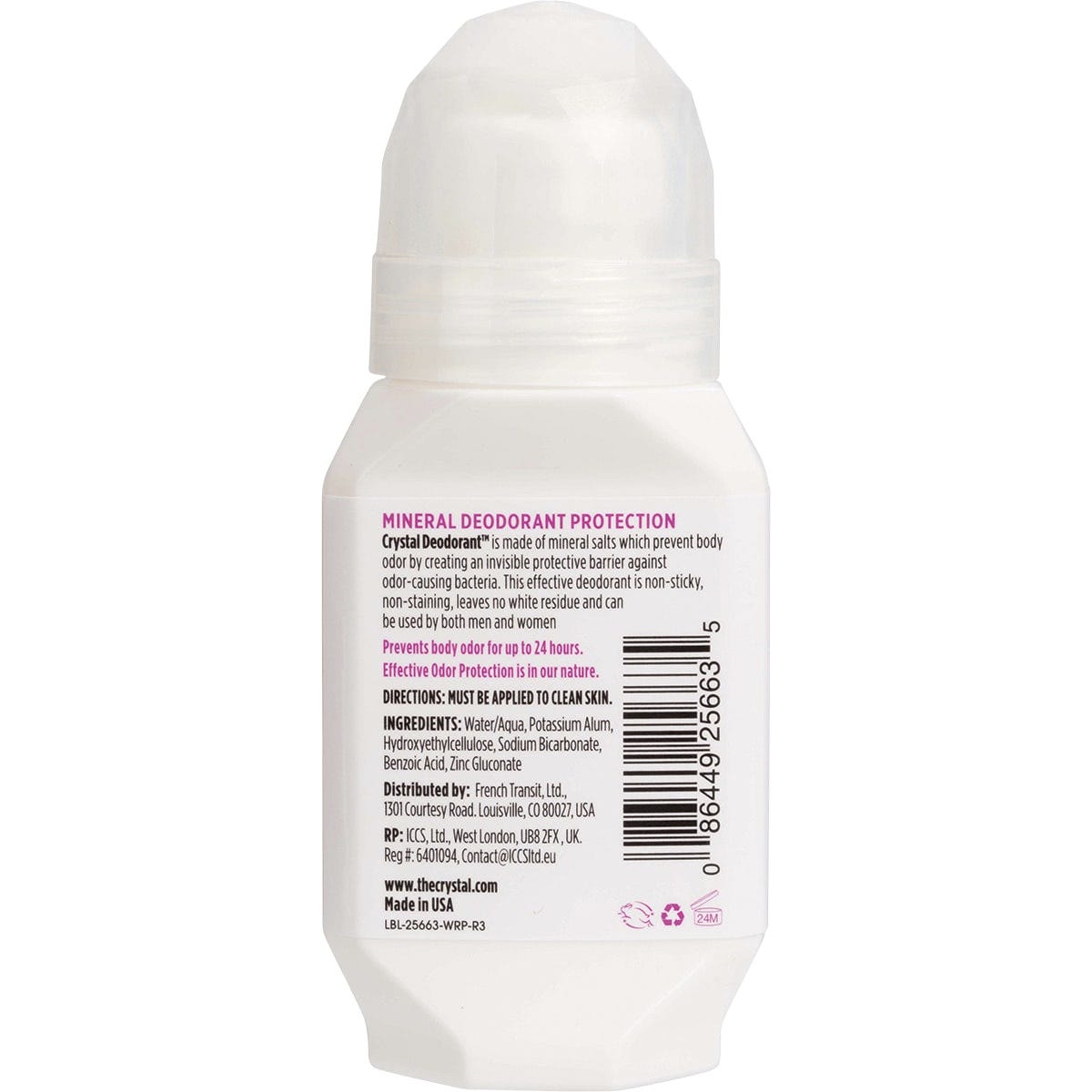 Crystal Roll-On Deodorant Unscented 66ml