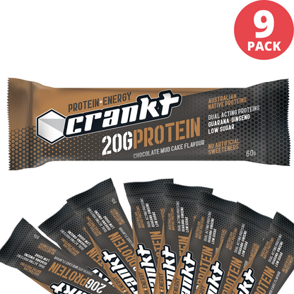 CRANKT 9 PACK CHOCOLATE MUDCAKE CRANKT PROTEIN BAR 60G