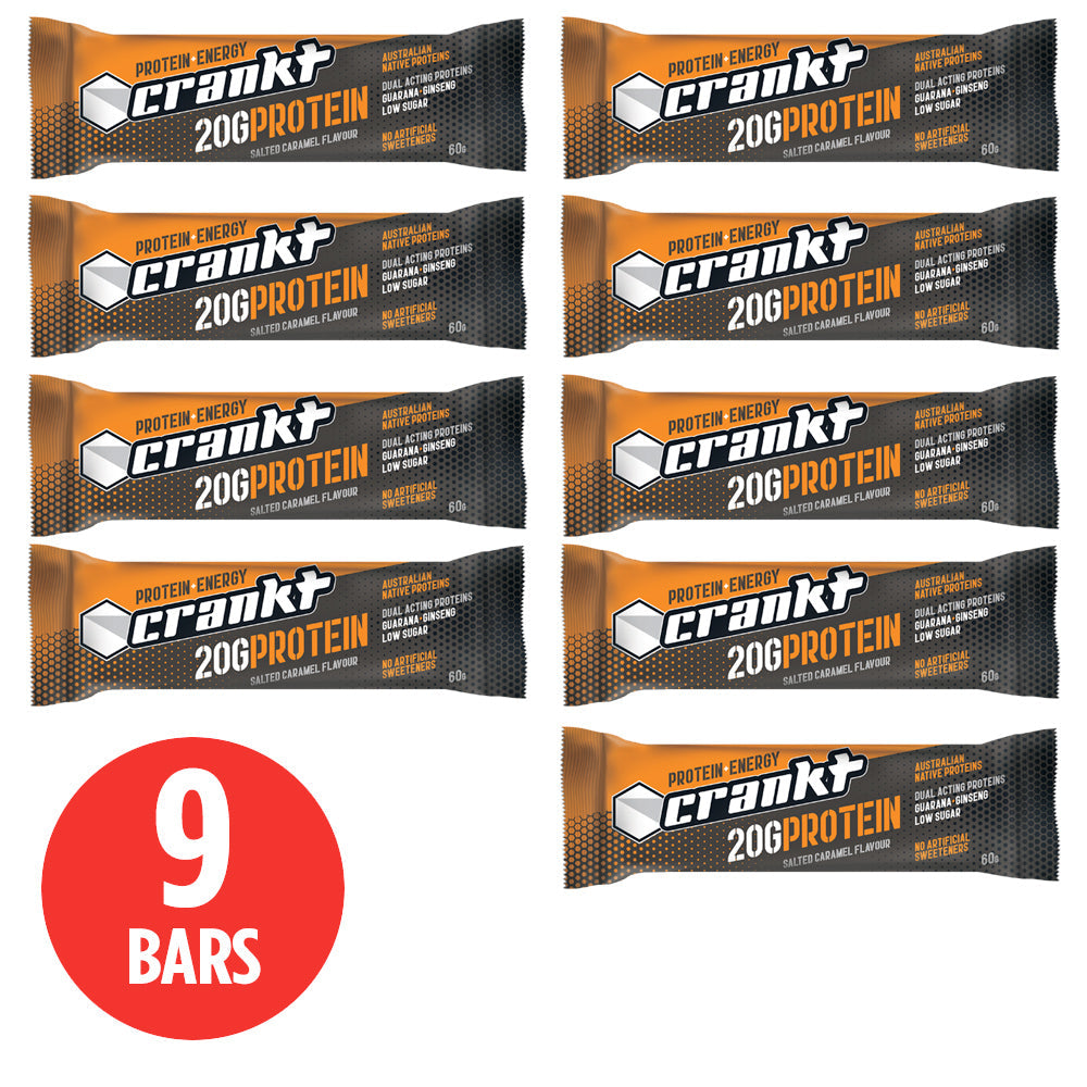 CRANKT 9 PACK SALTED CARAMEL CRANKT PROTEIN BAR 60G