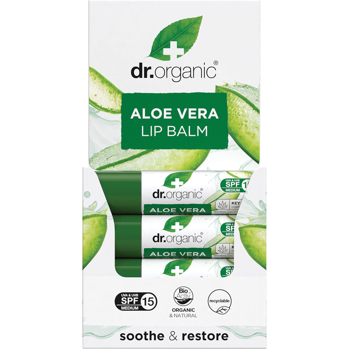 Dr Organic Lip Balm SPF 15 Aloe Vera 5.7ml