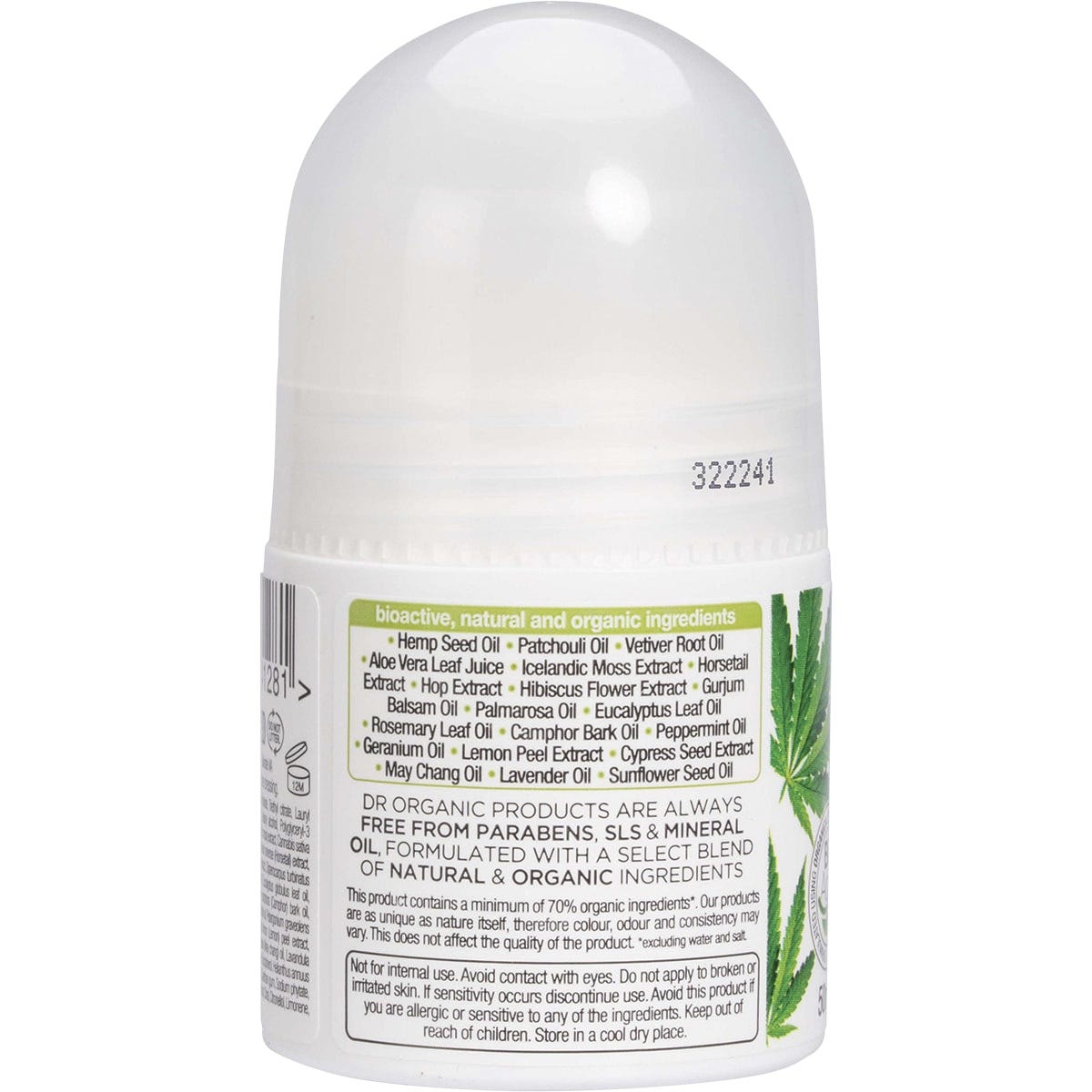 Dr Organic Roll-On Deodorant Organic Hemp Oil 50ml