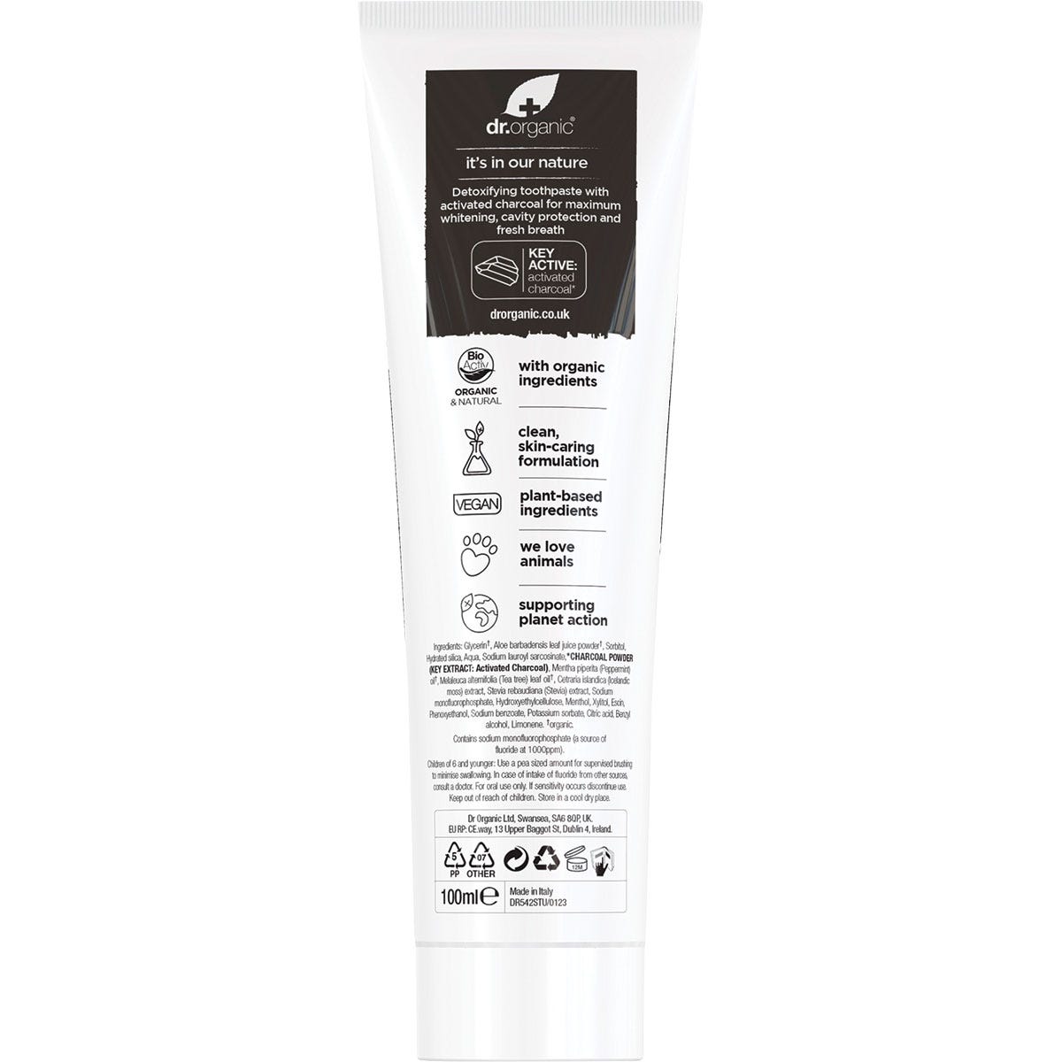 Dr Organic Toothpaste Charcoal Whitening 100ml