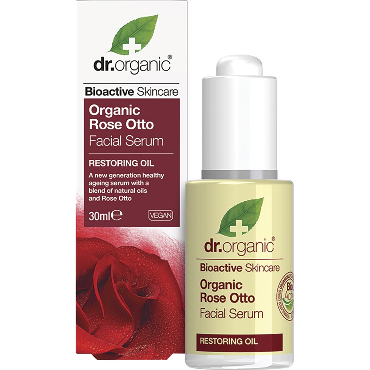 Dr Organic Facial Serum Organic Rose Otto 30ml