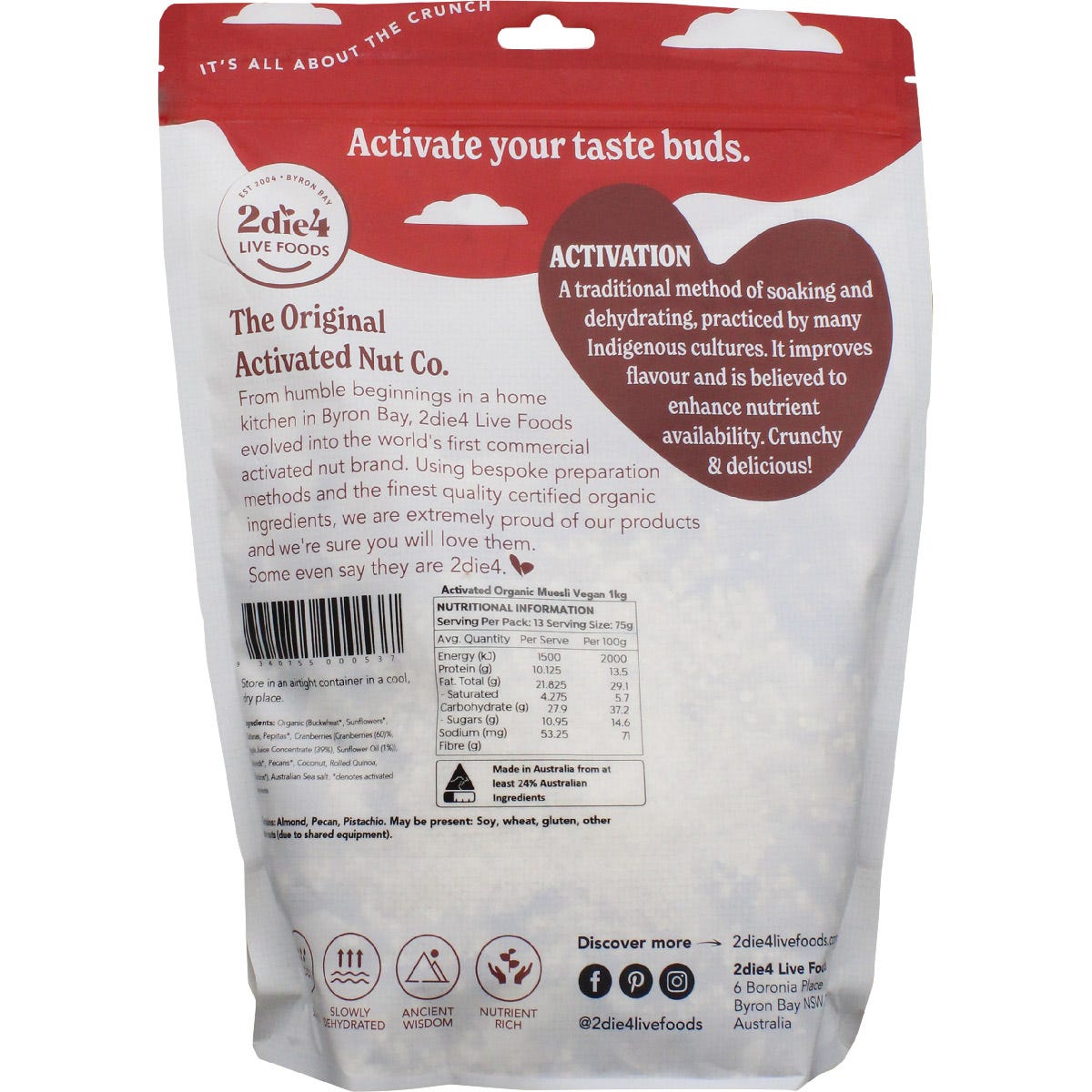 2die4 Live Foods Organic Activated Muesli 1kg