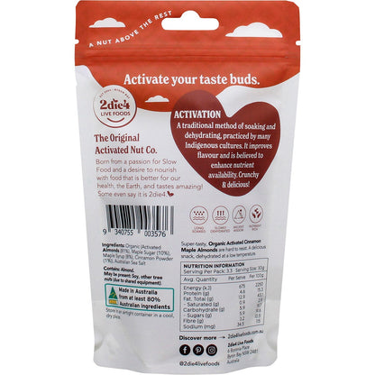 2die4 Live Foods Organic Activated Almonds Cinnamon Maple 100g