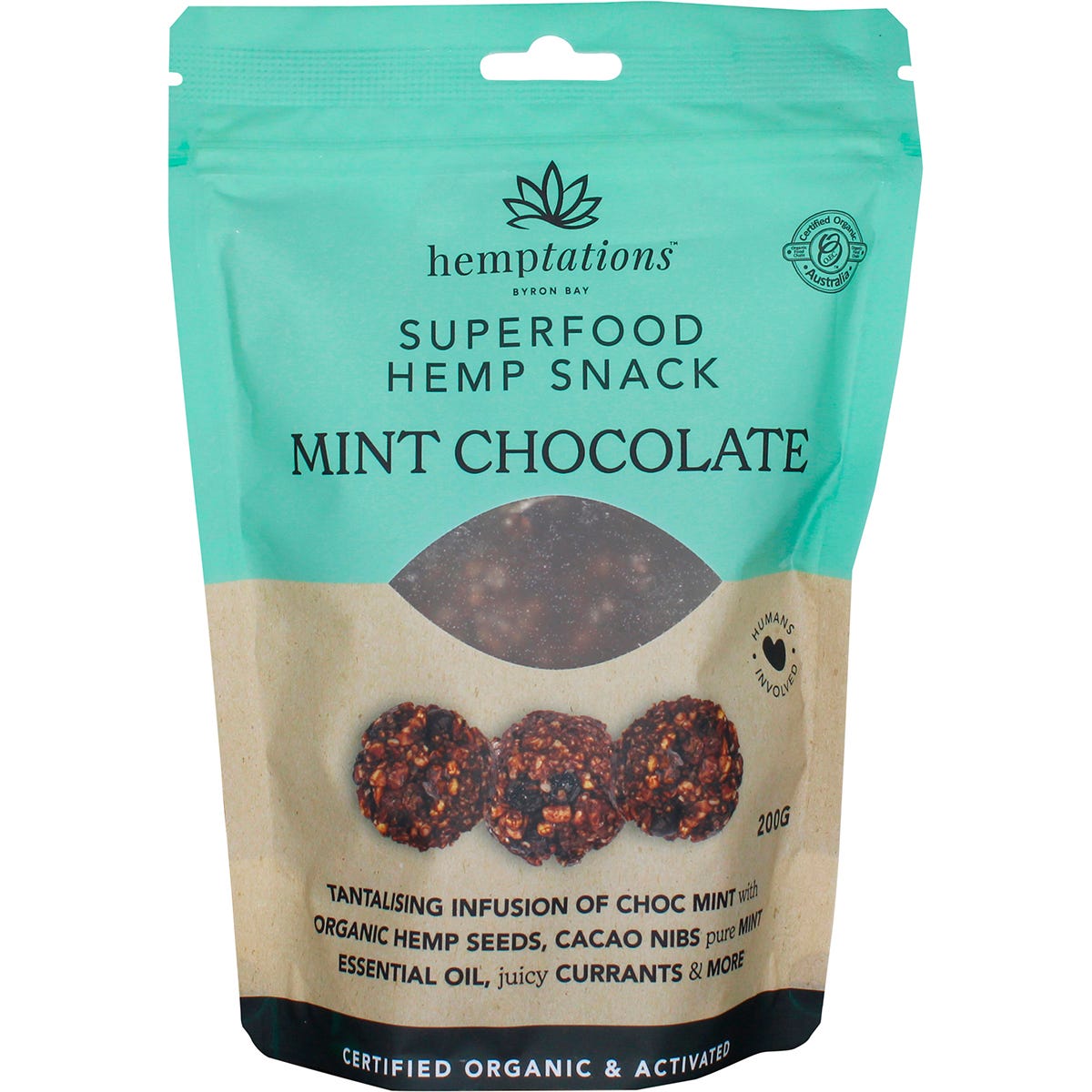 2die4 Live Foods Hemptations Superfood Hemp Snack Mint Chocolate 200g