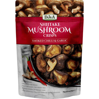 DJ&A Shiitake Mushroom Crisps Smoked Chilli & Garlic 12x30g