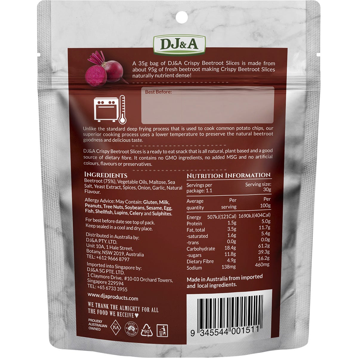 DJ&A Crispy Beetroot Slices 10x35g