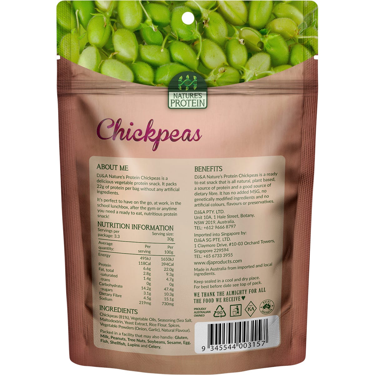 DJ&A Nature's Protein Chickpeas 12x100g